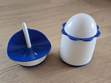 Tupperware Badeserie Oceano Seifenschale und Dose mit Deckel Blau/Weiß