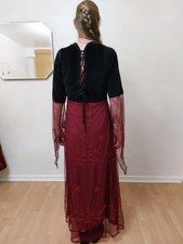 Kleid Hexe Halloween Mittelalter Samt & Spitze Gr. 44 XL