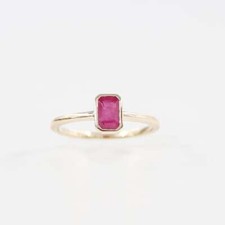 Solid 14k Gelbgold Natürlich Rot Rubin Edelstein Solitaire Statement Ring