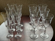 6 Weingläser Tchibo mit Muster Gravur Schliff Rotwein Kelch