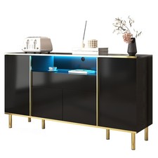 Kommode Sideboard mit LED-Leuchte Hochglanz Wohnzimmer Anrichte Schrank 150 cm