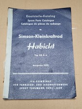 orig. IFA Katalog Ersatzteile Simson Kleinkraftrad Habicht SR 4-4 aus Suhl 1972