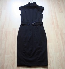 Kleid - Stehkragen, Gr. S schwarz ZARA ohne Arm Gürtel Basic lang edel chic