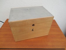 Vintage Schließfach Bank Safe Tresor Holz Alublech 50er 60er 33 x24x22 cm (B)7