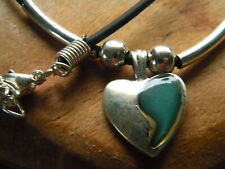 Halskette Alt Silber ? Grün Farbig Charms Schmuck Stein Anhänger Hochzeit