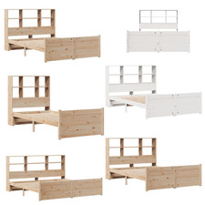 Massivholzbett Bettgestell Singlebett Gästebett mit Regal ohne Matratze Kiefer