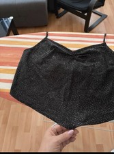 Glitzer Top Schwarz Gr L