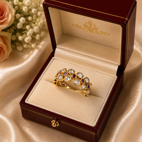 Moissanit rubin bubble ring - rubin,