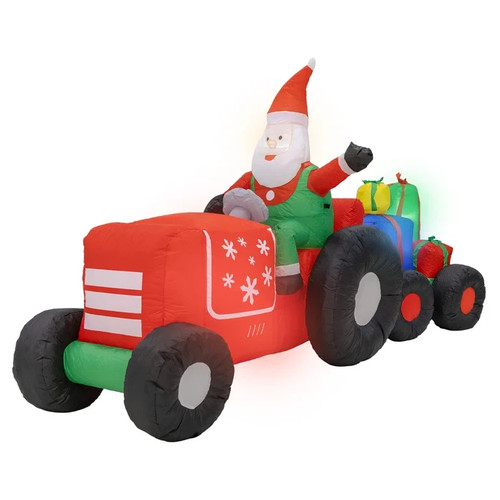 Weihnachtsmann auf traktor mit - auf,