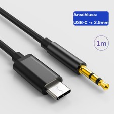 USB-C Aux Kabel Audio USB C Adapter Klinke 3,5mm Samsung Iphone 15 16 schwarz