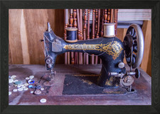 Nähmaschine und Knöpfe