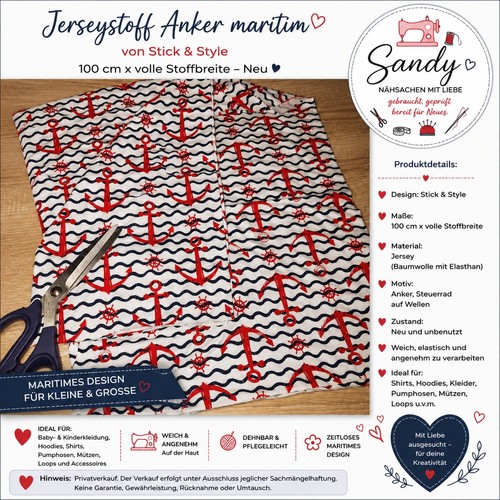 Maritimer jerseystoff mit - maritimer,