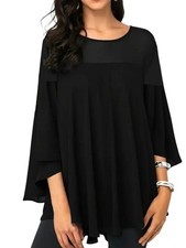 Übergröße Lang Tunika Shirt Bluse 54 56 58 Übergröße Chiffon Bluse 5XL Schwarz 