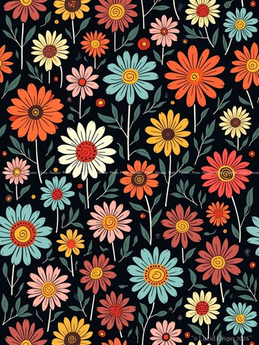 Poster floral abstrakt pop - a4,