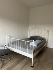 Bett Metall 140x200 mit Matratze und Holzlattenrost