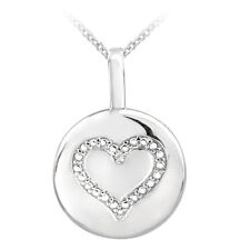 925 Silber Diamant Akzent Herz Kreis Halskette, 45.7cm