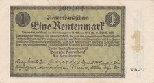1 Rentenmark.1923.(KN 6stellig).(WB 106101) Ro.154.b Rentenbankschein Top Zustan