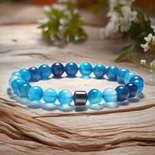 19cm Achat Blau Streifenachat