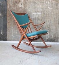 Bramin Teak Schaukelstuhl Frank Reenskaug Neubezug Vintage 60er Rocking Chair