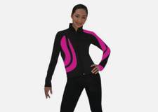 Chloe Noel Spiral Eiskunstlaufjacke, Größe Erwachsene Large, schwarz/fuchsia J36B