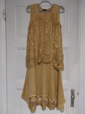 Damen Kleid, Wollkleid In Lagnelook Mit Spitze Größe 50 Neu