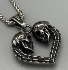 Totenkopf Herz Anhänger 316L
