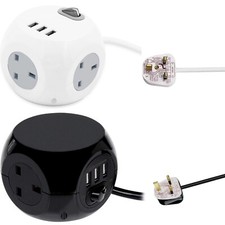 3 Gang Wege 3 USB Ports 1,4M Würfel Verlängerungskabel 13A Stecker