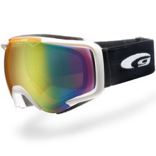 weiße Skibrille blau grün Vollverspiegelt Doppelscheibe Schneebrille 