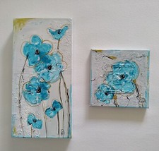 2 Bilder auf Leinwand handgemalt, Geschenk, Blumen, abstrakt, Unikat, Original 