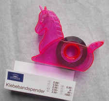 Klebebandspender ca.9x11 cm Einhorn Pink mit buntem Klebeband Lila Grün Gelb Rot