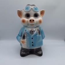 großes Vintage 80er Keramik Sparschwein ,Spardose Schwein stehend