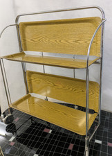 Chrom Dinett Klapptisch Teewagen Rollwagen Servierwagen selten hell 60s/70s