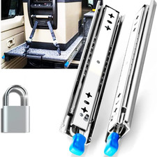 1 Paar Schwerlastauszug Vollauszug bis 200Kg Stahl mit Schloss 53mm/76mm