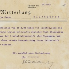 Brief Friedrich Illert Worms Stadtbibliothek Autograph Christian Frank 1926
