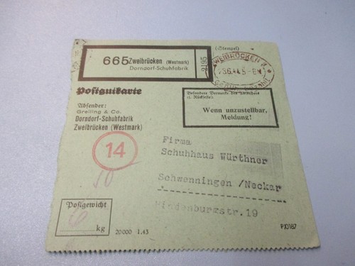 1944 paketkarte postgutkarte - paketkarte,
