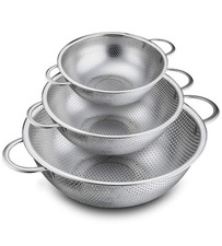TEAMFAR Sieb 3er-Set, Edelstahl Micro-Perforierte Küchensieb Nudelsieb mit Griff
