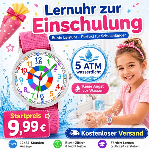 Mädchen lernuhr kinder - lernuhr,
