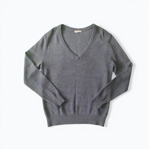 Ganni gray neck - v-neck, sweater
