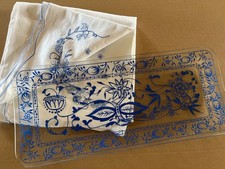 DDR Zwiebelmuster Glasplatte Servierplatte Tischdecke Konvolut