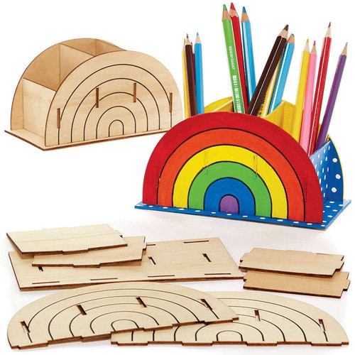Regenbogen holz stifte topf - regenbogen,