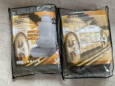 Echtleder Autositzbezug Sitzschoner Fahrer und Beifahrer Hellgrau Top Zustand