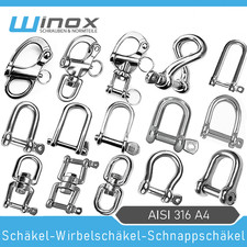 Schäkel Wirbelschäkel Edelstahl V4A -A4 Rostfrei D-Schaekel Schekel Doppelwirbel