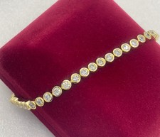 Luxus Tennis Armband Zirkonia Kristalle 585er Gold 14K vergoldet 17,5-19cm Damen