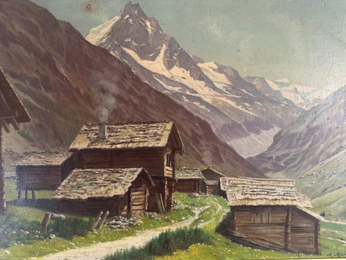 ölgemälde bauernhof gebirge - Ölgemälde,