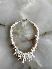 Weißes Korallencollier Halskette Weiße Astkoralle 40cm