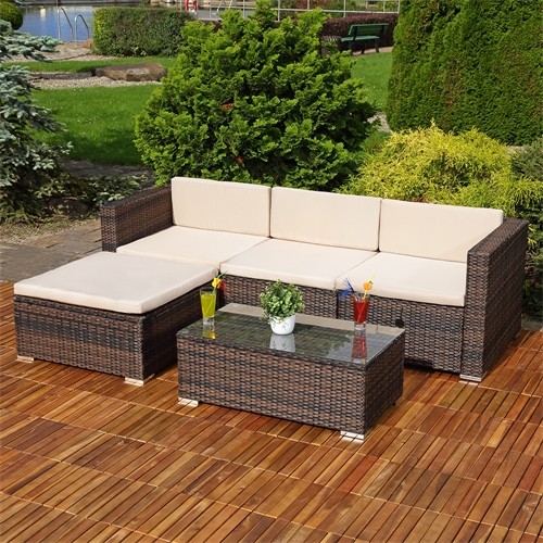 5tlg rattan garten ecksofa - rattan,