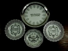 Konvolut 4 Teller Porzellan Jugendstil zur Silber Hochzeit Durchbruch antik (ABP