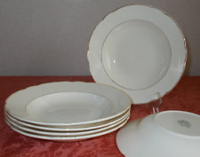 6 Suppenteller Villeroy &Boch Mettlach France Saar Economic Union Creme Goldrand