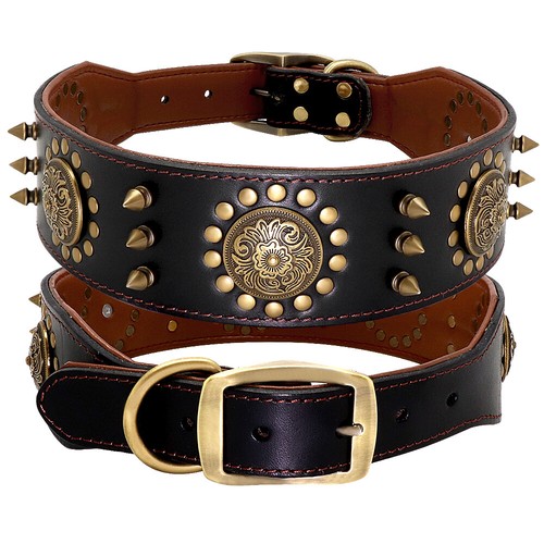 Nietenhalsband echtes leder - echtes,