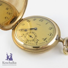Vintage schöne FAVOR Taschenuhr Gold Doublé mit Kette, Handaufzug (E2984)